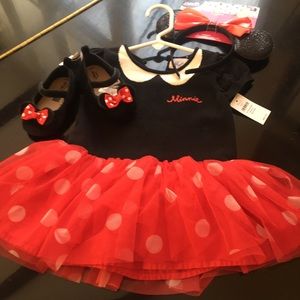 Gap Kids Minnie Mouse Knit and Tulle Dress and Matching Shoes/ Ears 12-18 months